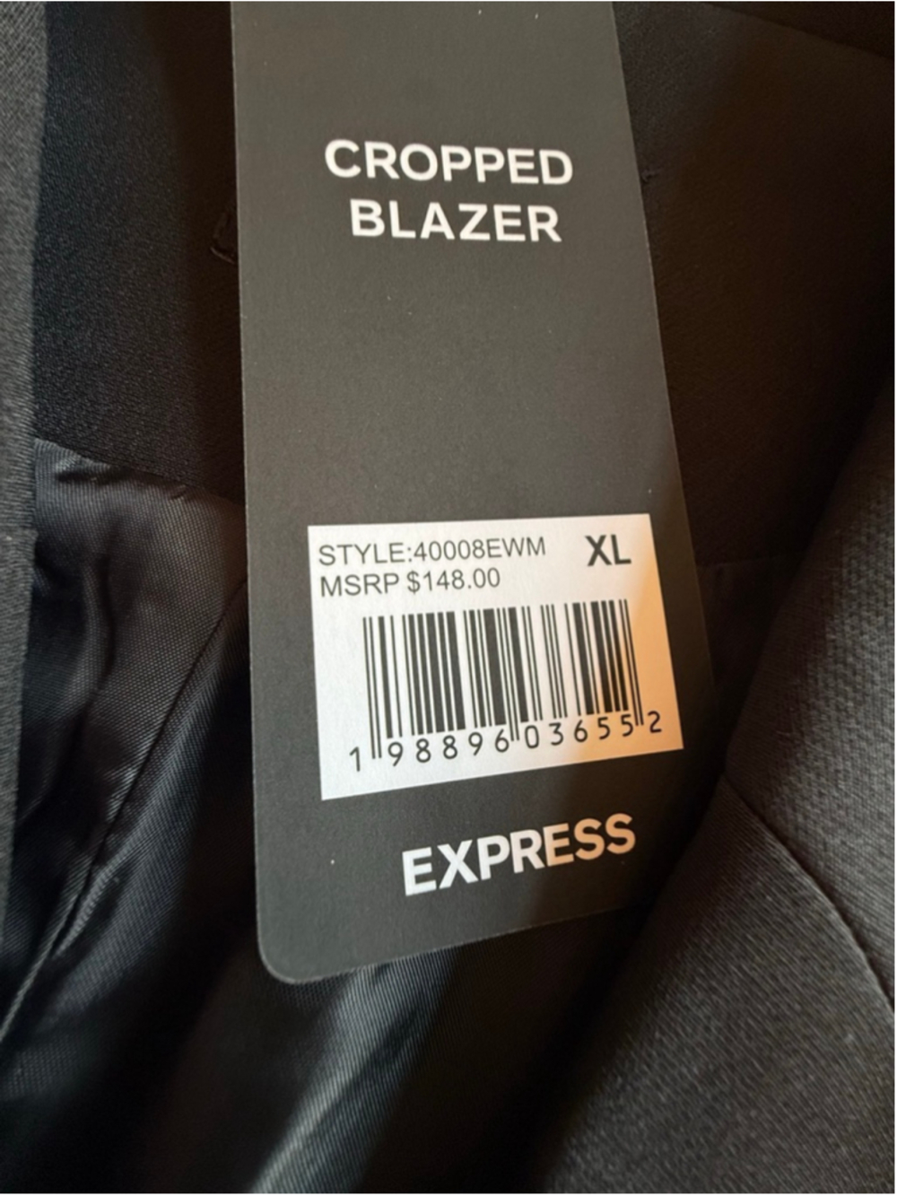 EXPRESS Black Cropped Double-Breasted Blazer XL NWT - Picture 5 of 9